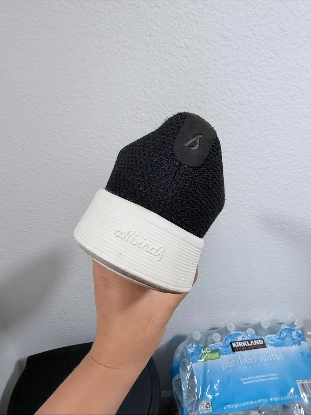 All birds Men's Black Knit Low-Top Sneakers with White Sole